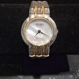 GRUEN Precision Two Tone Gold/Silver Mother Of Pearl Quartz Dial